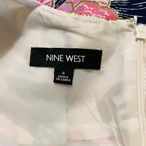 Nine West Floral Sleeveless A Line Dress Size 4 Multicolored - Picture 5 of 11